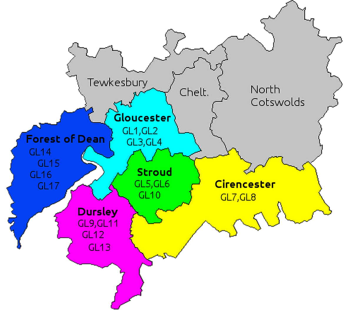 Map of Gloucestershire CAMRA area